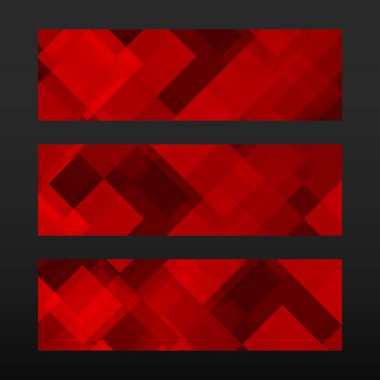 Geometrik şekli ile soyut trendy banner. Kırmızı mozaik renkli arka plan