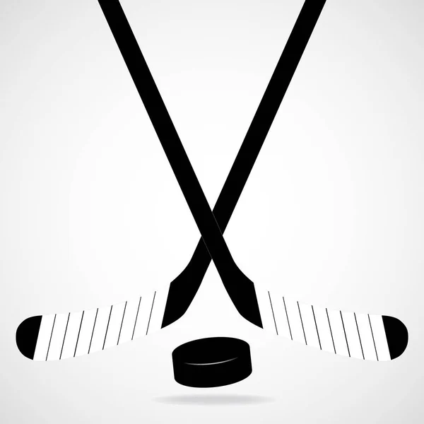 Hockeystick en puck, geïsoleerd op een witte achtergrond — Stockvector