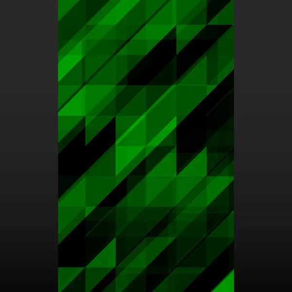 Banner de mosaico verde abstracto sobre fondo negro — Vector de stock