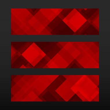 Geometrik şekli ile soyut trendy banner. Kırmızı mozaik renkli arka plan