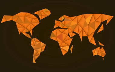 Dünya harita arka plan poligonal tarzı, geometrik tasarım