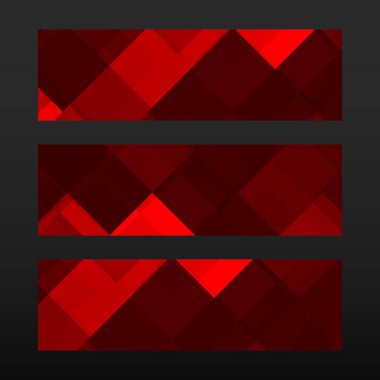 Geometrik şekli ile soyut trendy banner. Kırmızı mozaik renkli arka plan