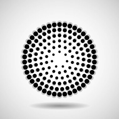 Noktalı daireler. Noktalar dairesel formda. Vektör tasarım ögesi