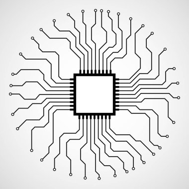 Soyut Cpu. Mikroişlemci. Mikroçip. Devre kartı. Vektör