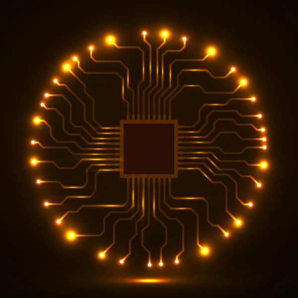 Abstrakta Cpu. Mikroprocessor. Mikrochip. Kretskort. Vektor — Stock vektor