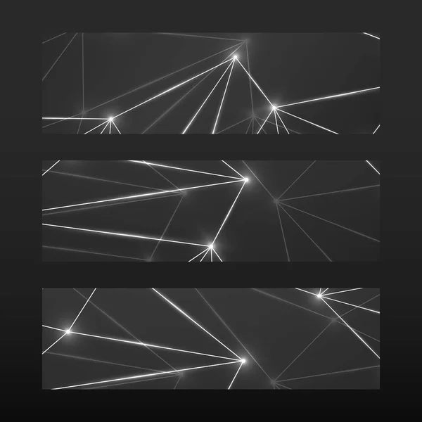 Banner mit leuchtenden Verbindungspunkten und Linien. abstrakter geometrischer Hintergrund. Modernes Technologiekonzept — Stockvektor