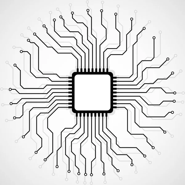 Cpu abstrato. Microprocessador. Microchip. Placa de circuito. Vetor — Vetor de Stock