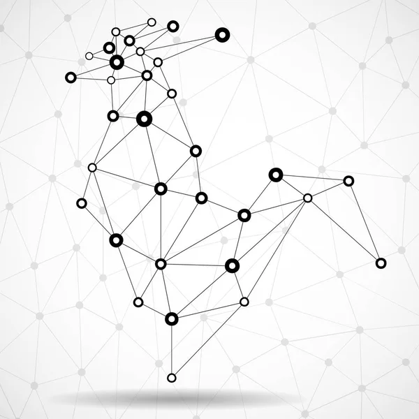 Coq abstrait avec points et lignes, style polygonal. Symbole du Nouvel An chinois 2017 — Image vectorielle