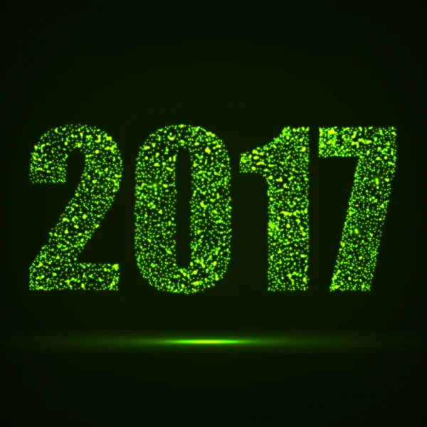 Happy New Year 2017 text design with glowing particles — Stock Vector