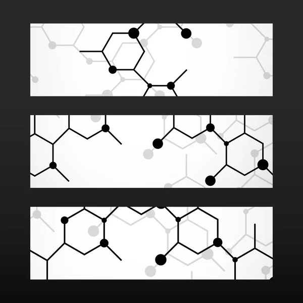 Banner met zeshoekige moleculaire structuur van Dna. Geometrisch abstracte achtergrond — Stockvector
