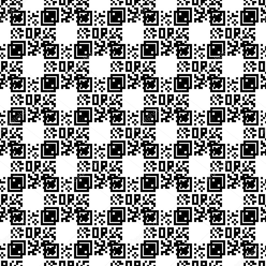 Seamless wallpaper pattern with Qr code. Modern stylish texture. Geometric background