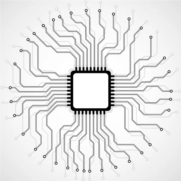 Cpu abstrato. Microprocessador. Microchip. Placa de circuito. Vetor — Vetor de Stock