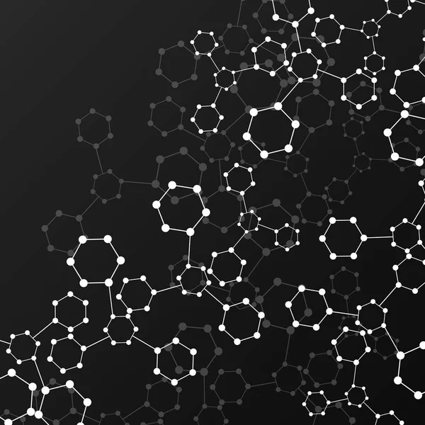 Moléculas hexagonales abstractas, estructura molecular del ADN, fondo geométrico — Archivo Imágenes Vectoriales