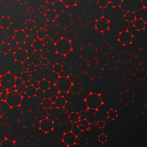 Molécules hexagonales abstraites, structure moléculaire de l'ADN, fond géométrique — Image vectorielle