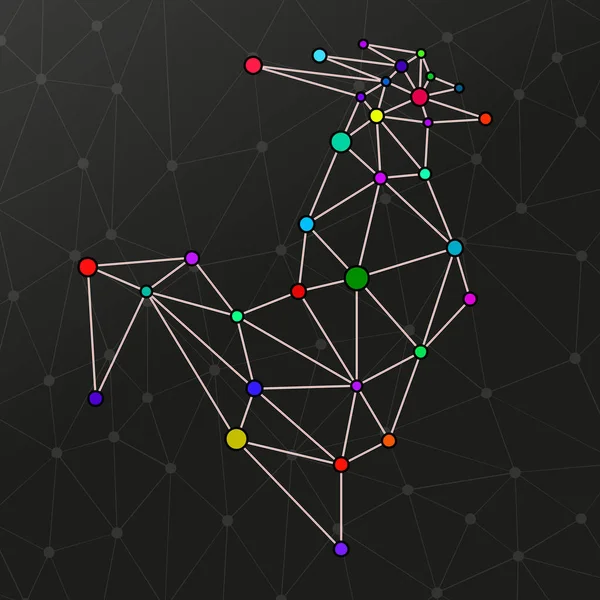 점, 선, 다각형 스타일 추상 수 탉. 중국 새 해 2017의 상징 — 스톡 벡터