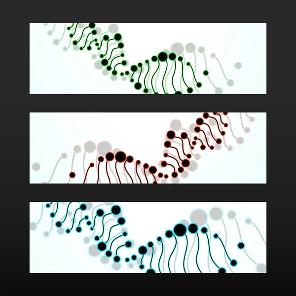 Bandiera con spirale di DNA. Struttura molecolare. Sfondo astratto — Vettoriale Stock