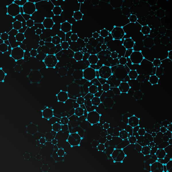 Moléculas hexagonales abstractas, estructura molecular del ADN, fondo geométrico — Vector de stock