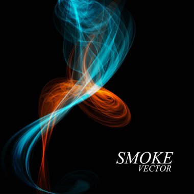 Siyah arka plan üzerine izole soyut renkli duman. Vektör
