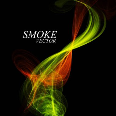 Siyah arka plan üzerine izole soyut renkli duman. Vektör