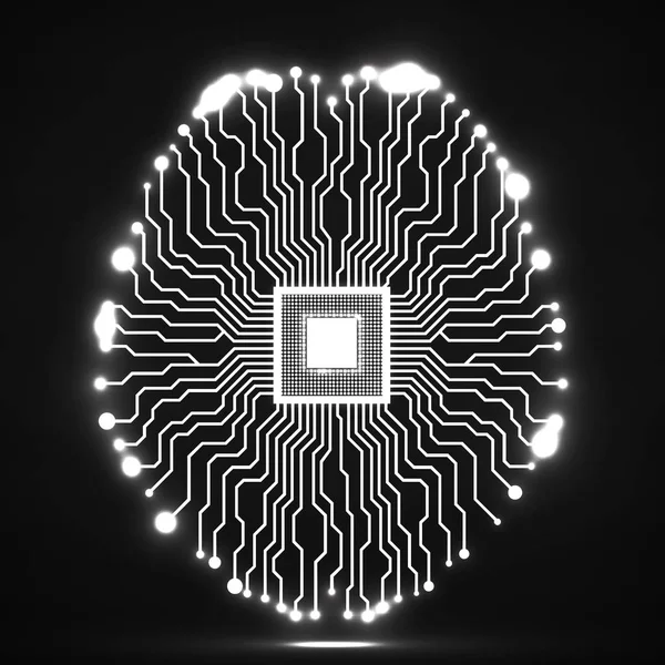 Neon agy. CPU. Nyomtatott áramkör. Absztrakt technológiai háttér — Stock Vector