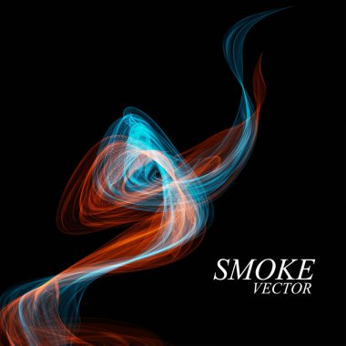 Siyah arka plan üzerine izole soyut renkli duman. Vektör