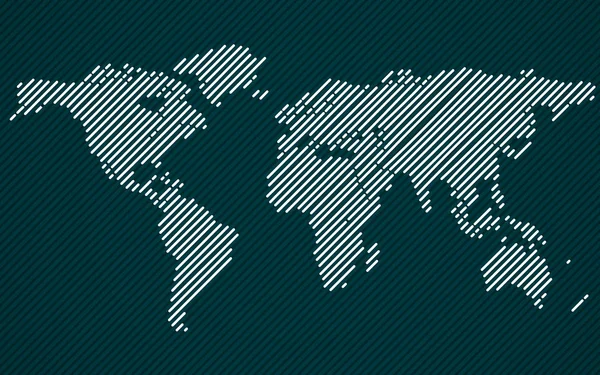 Résumé Carte du monde avec lignes. Carte des rayures du monde. Vecteur — Image vectorielle