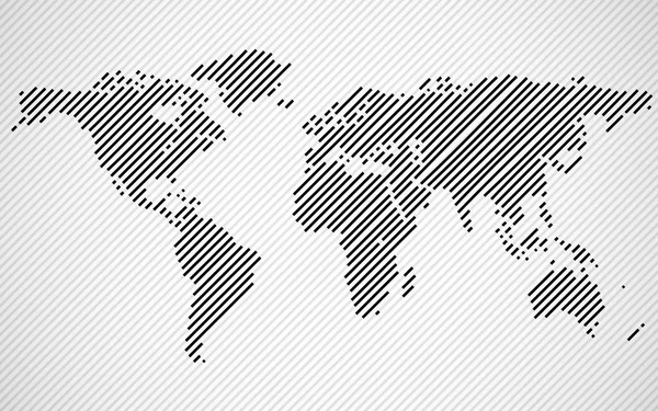 Mapa do mundo abstrato com linhas. Mapa de listras mundiais. Vetor — Vetor de Stock