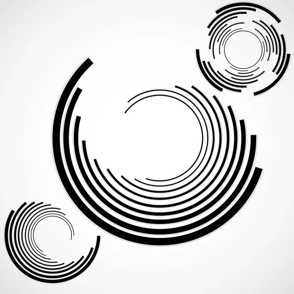 Fond abstrait de cercles avec lignes, fond technologique, formes géométriques — Image vectorielle