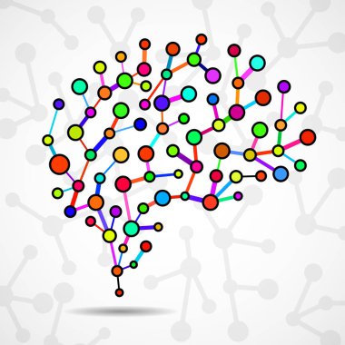 Soyut beyin insan, moleküler yapısı. Vektör çizim. EPS 10