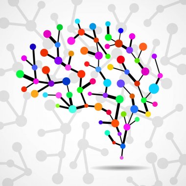 Soyut beyin insan, moleküler yapısı. Vektör çizim. EPS 10