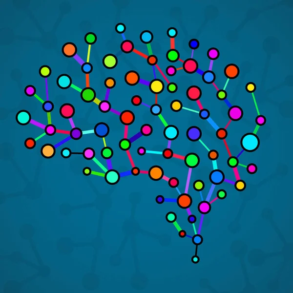 Streszczenie mózgu ludzkiego, kolorowe struktury molekularnej. Wektor — Wektor stockowy