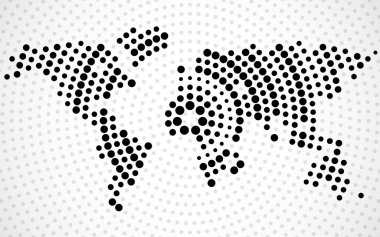 Radyal nokta soyut Dünya Haritası. Vektör