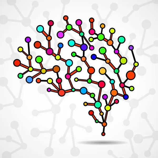 Cerebro abstracto humano, estructura molecular colorida. Vector — Vector de stock