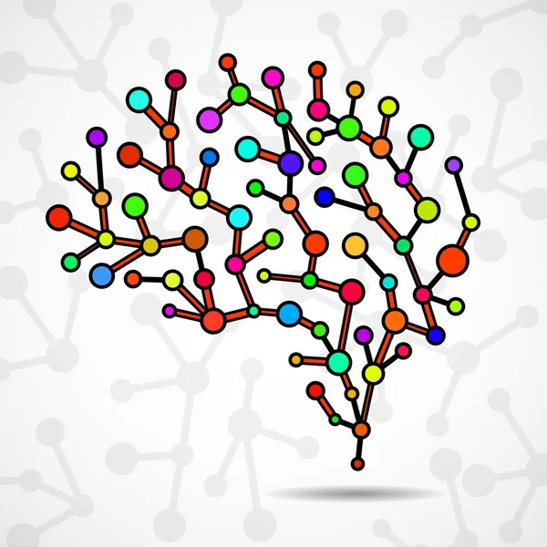 Streszczenie mózgu ludzkiego, kolorowe struktury molekularnej. Wektor — Wektor stockowy