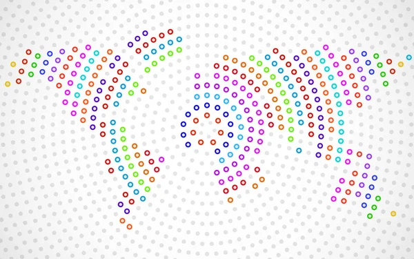 Abstract kleurrijk wereldkaart van radiale stippen. Vector — Stockvector