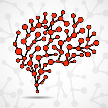 Soyut beyin insan, renkli moleküler yapısı. Vektör