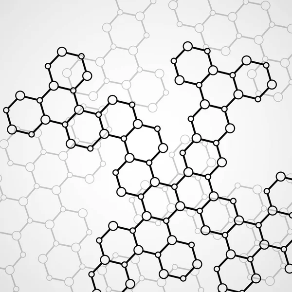 Шестиугольная молекулярная структура ДНК. Геометрический абстрактный фон — стоковый вектор