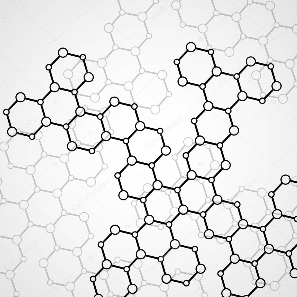 Hexagonal molecule structure of DNA. Geometric abstract background