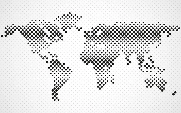 Carte du monde abstraite des demi-tons. Carte pointillée. Vecteur — Image vectorielle