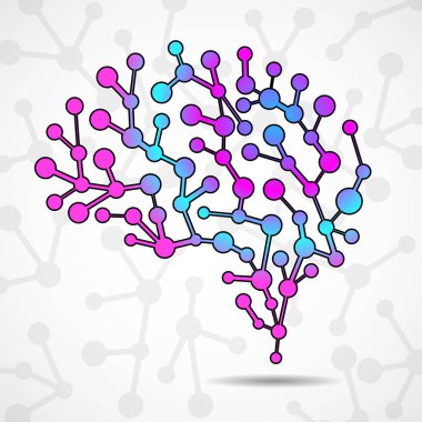 Soyut beyin insan, renkli moleküler yapısı. Vektör