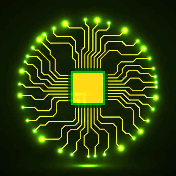 Cpu. Microprocesador. Microchip. Placa de circuito abstracto. Vector — Vector de stock