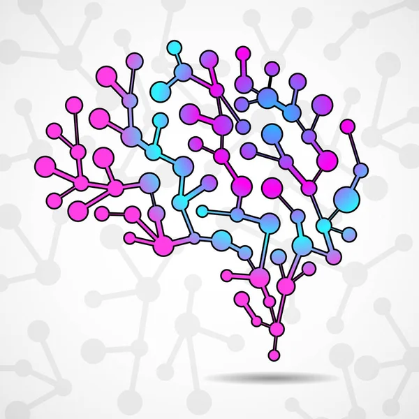 Streszczenie mózgu ludzkiego, kolorowe struktury molekularnej. Wektor — Wektor stockowy