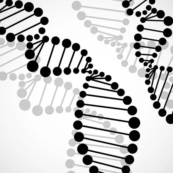 Espiral abstracta de ADN, fondo molecular, vector — Vector de stock