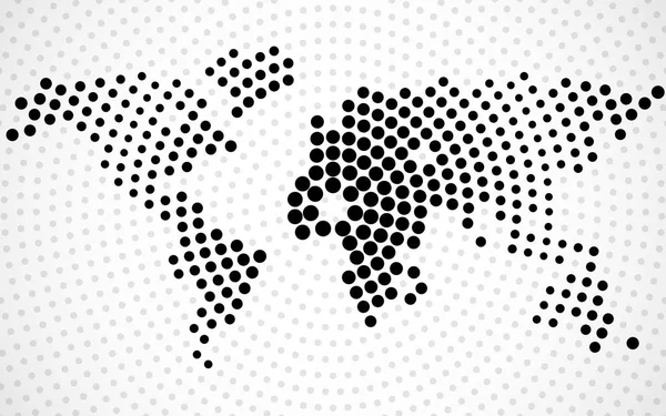 Mapa do mundo abstrato dos pontos radiais. Vetor — Vetor de Stock