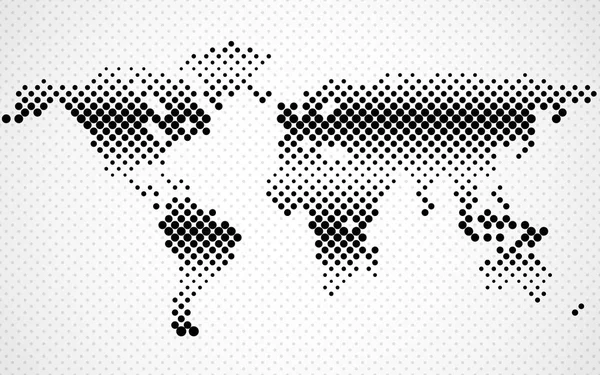 Abstract halftone world map. Dotted map. Vector — Stock Vector