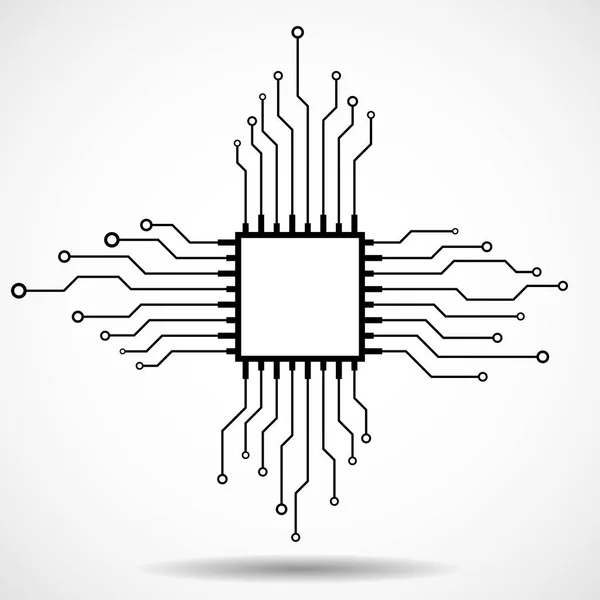 Cpu. Microprocessador. Microchip. Placa de circuito. Ilustração vetorial — Vetor de Stock