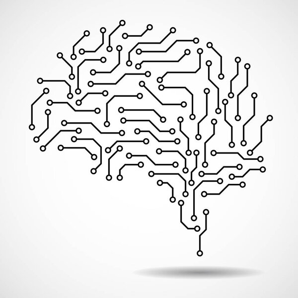 Technological brain. Circuit board. Abstract vector background