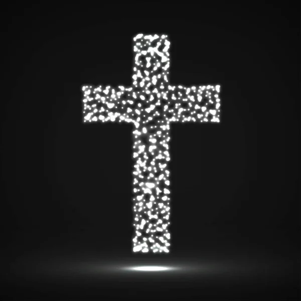 Abstraktes Kreuz aus glühenden Teilchen, christliches Symbol, abstraktes Zeichen, Vektorillustration Folge 10 — Stockvektor