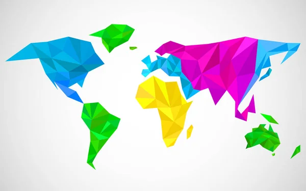 Mapa do mundo abstrato em estilo poligonal geométrico. Ilustração vetorial colorida — Vetor de Stock