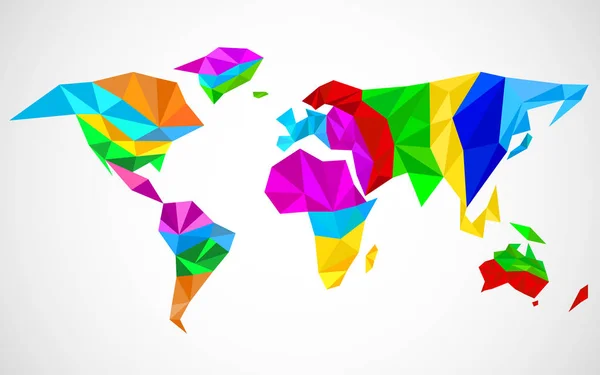 Carte du monde abstraite dans un style géométrique polygonal. Illustration vectorielle colorée — Image vectorielle